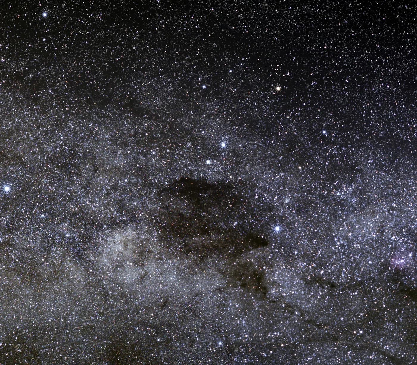 The Southern Cross and the dark Coalsack nebula: stars used for finding south.