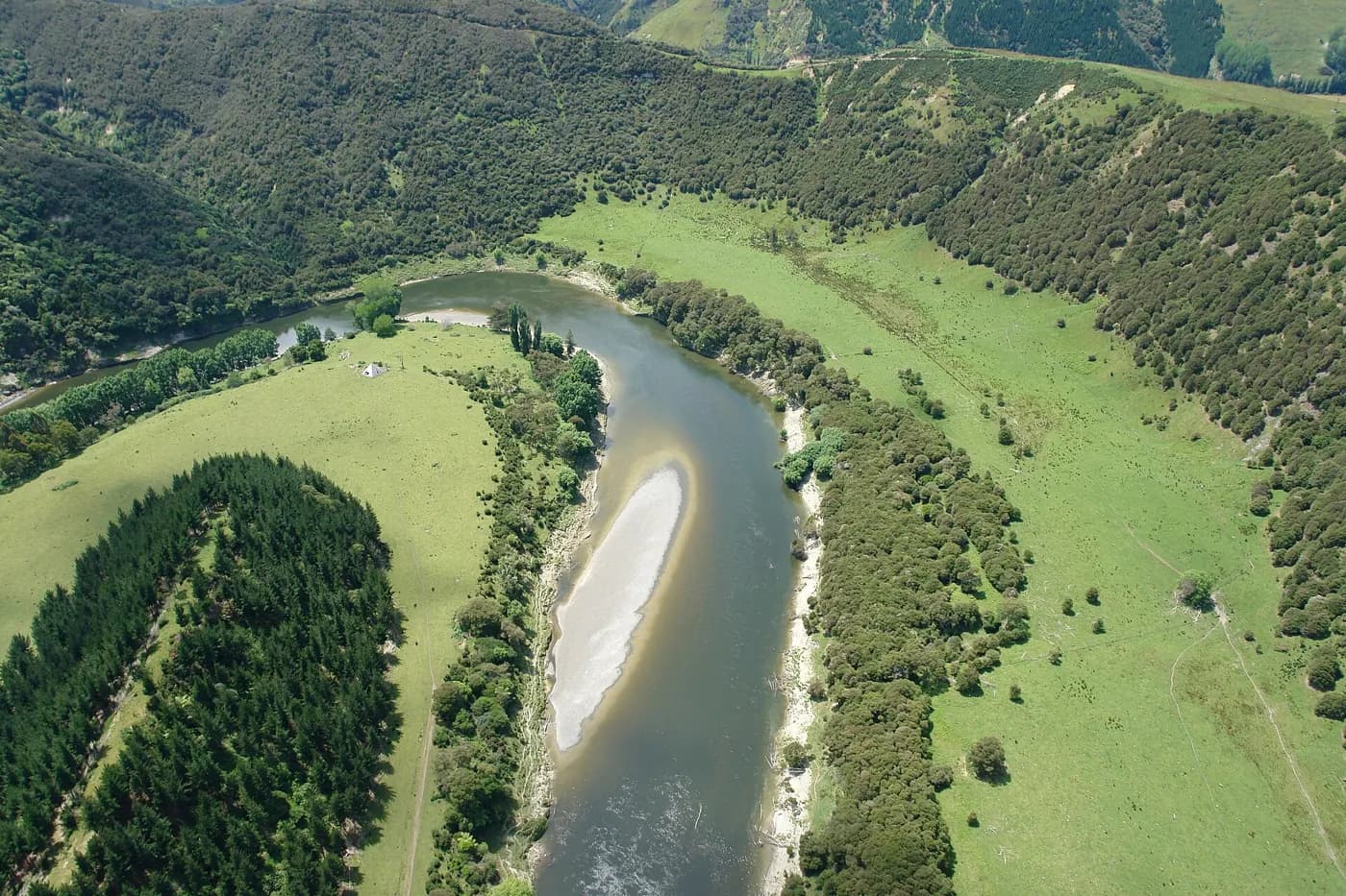 The Whanganui River from the air: a real system you could model and map.