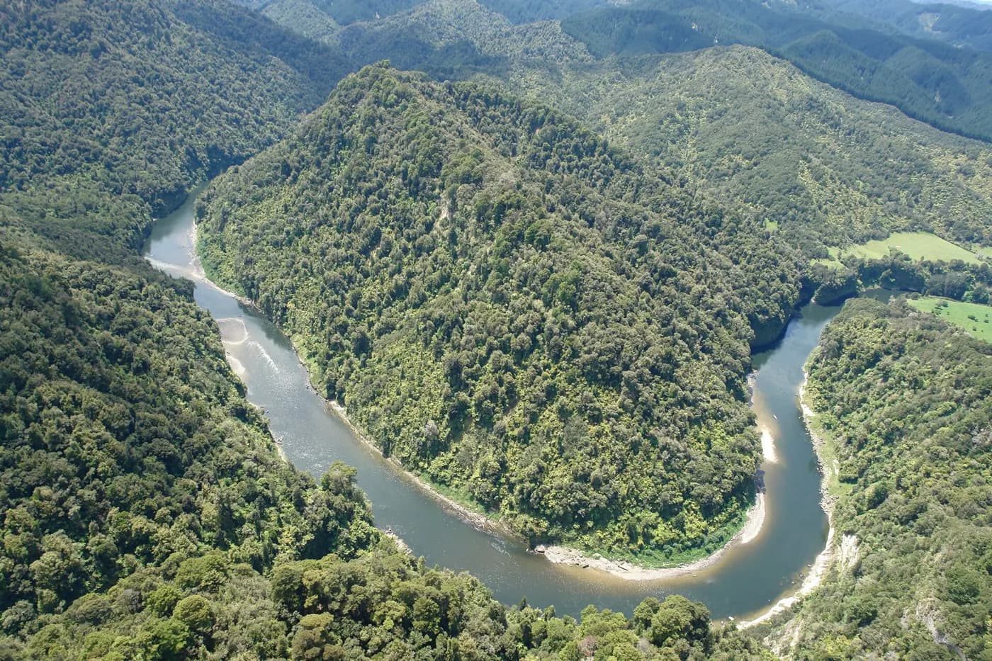 A bend in the Whanganui River, where healthy water starts in the catchment.